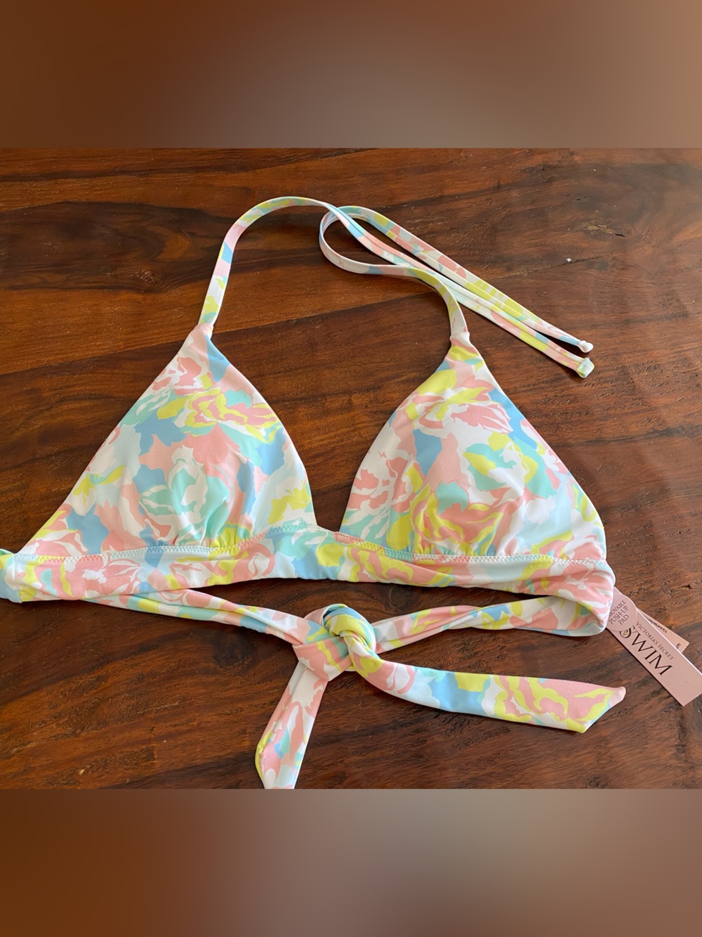 NWT Victoria’s Secret Floral Camo Pastel Push-up Padded Bikini Halter Top Size M - Picture 4 of 9